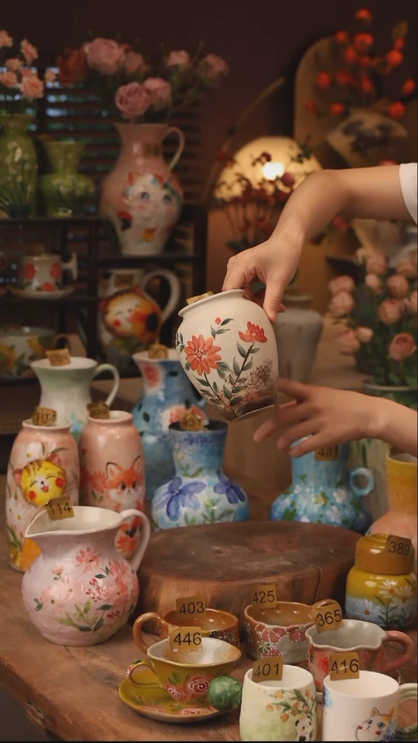 陶瓷559景德镇设计师手作花器摆件侘寂风