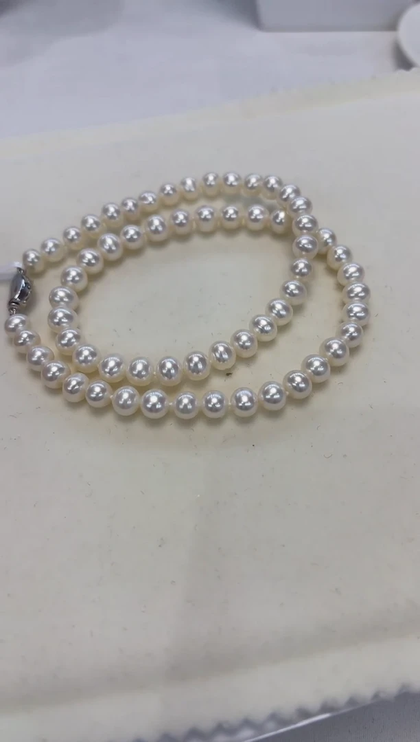 淡水珍珠银S925镶嵌颈饰6.5-7.5MM