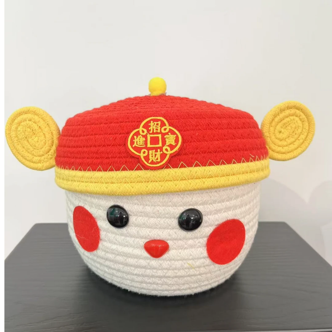 【乐享-财神收纳筐】棉编卡通桌面收纳茶几遥控器收纳零食整理