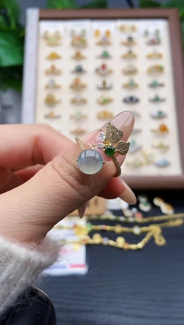 银S925镶嵌戒指翡翠12