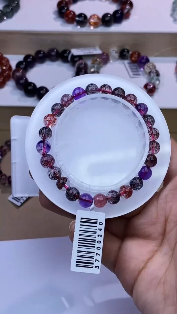 水晶手链未镶嵌黑加仑超七单圈7m+