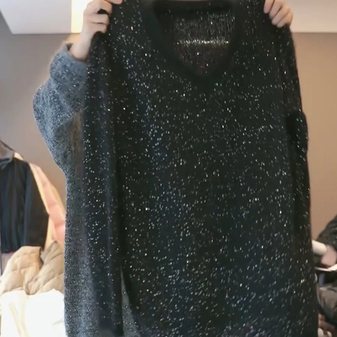 轻奢时尚冬装新款保暖设计感亮片洋气宽松气质显瘦百搭网红毛衣女