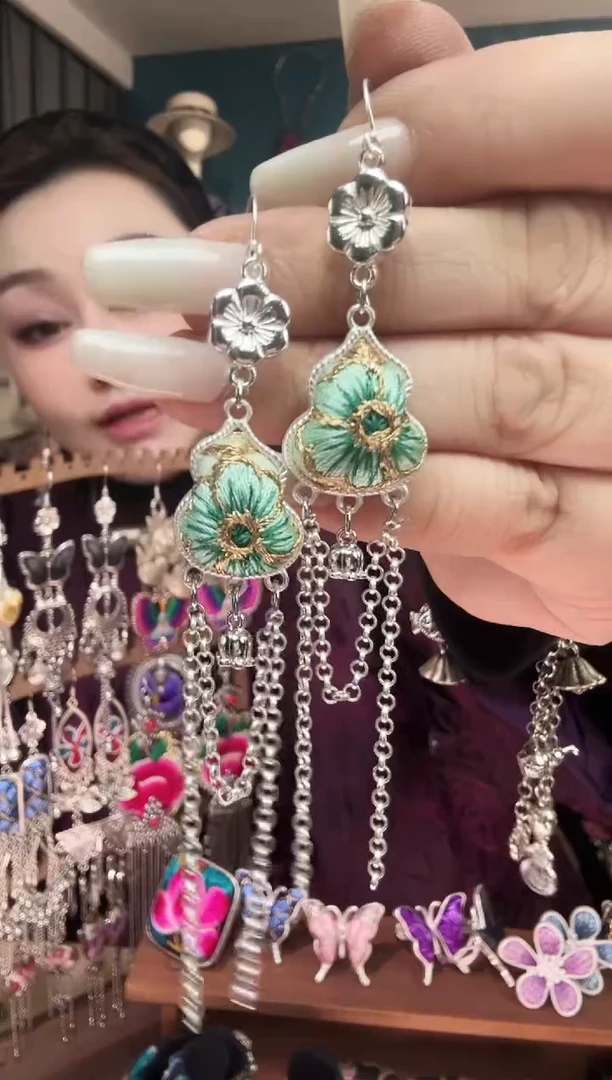 刺绣纯手工民族风刺绣耳环