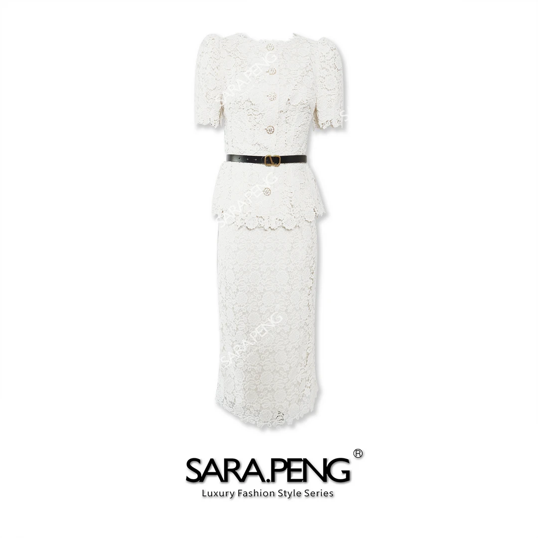 SARA.PENG女王礼遇|重磅蕾丝重工刺绣鱼骨|高级裙套装|贵妇必备