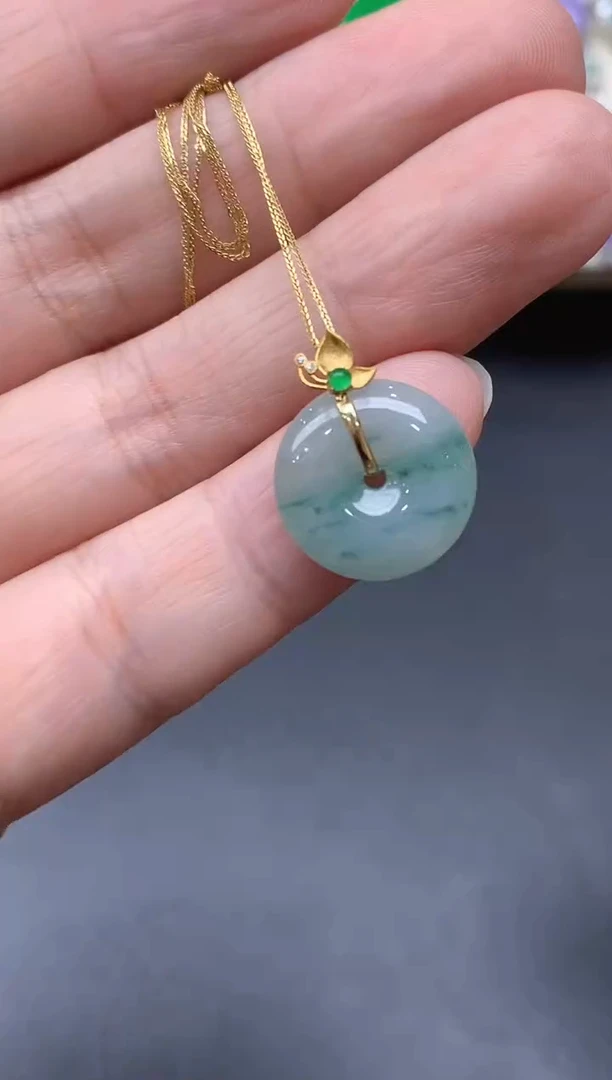 颈饰18K金镶嵌翡翠171-中国好珍宝