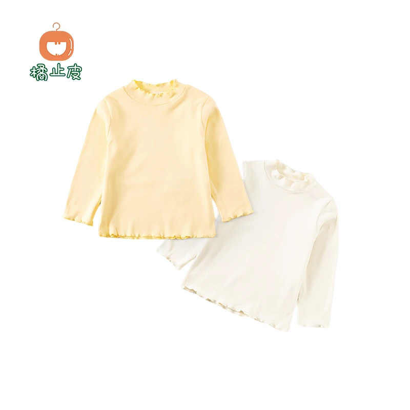 【橘止皮】女童长袖T恤2024春秋新款女包四色花边打底衫QY249860