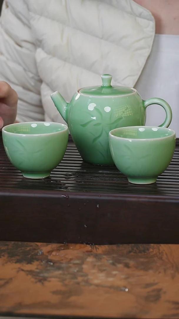 摆件望瓯陶溪川兰花套组一壶两杯