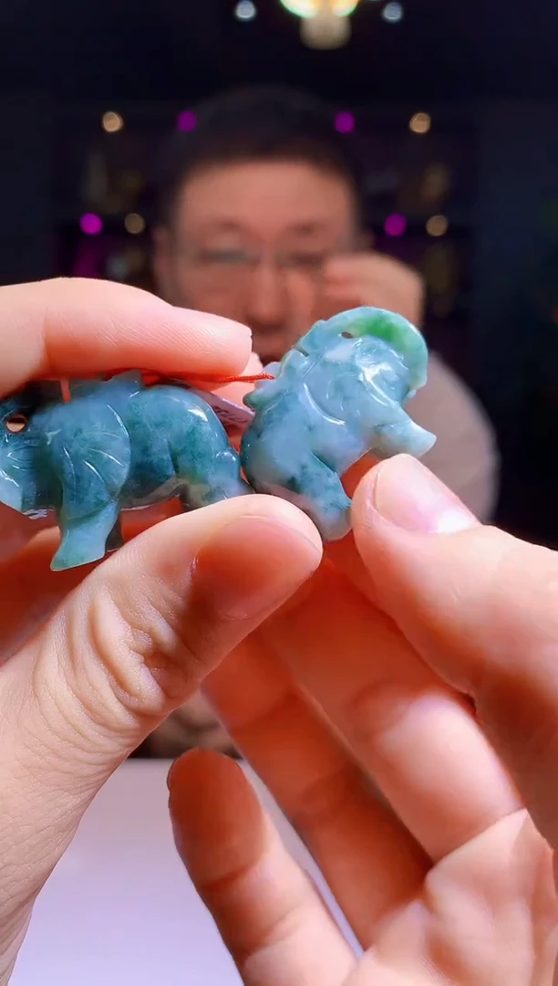 翡翠未镶嵌颈饰1015hm-jj挂件4一对
