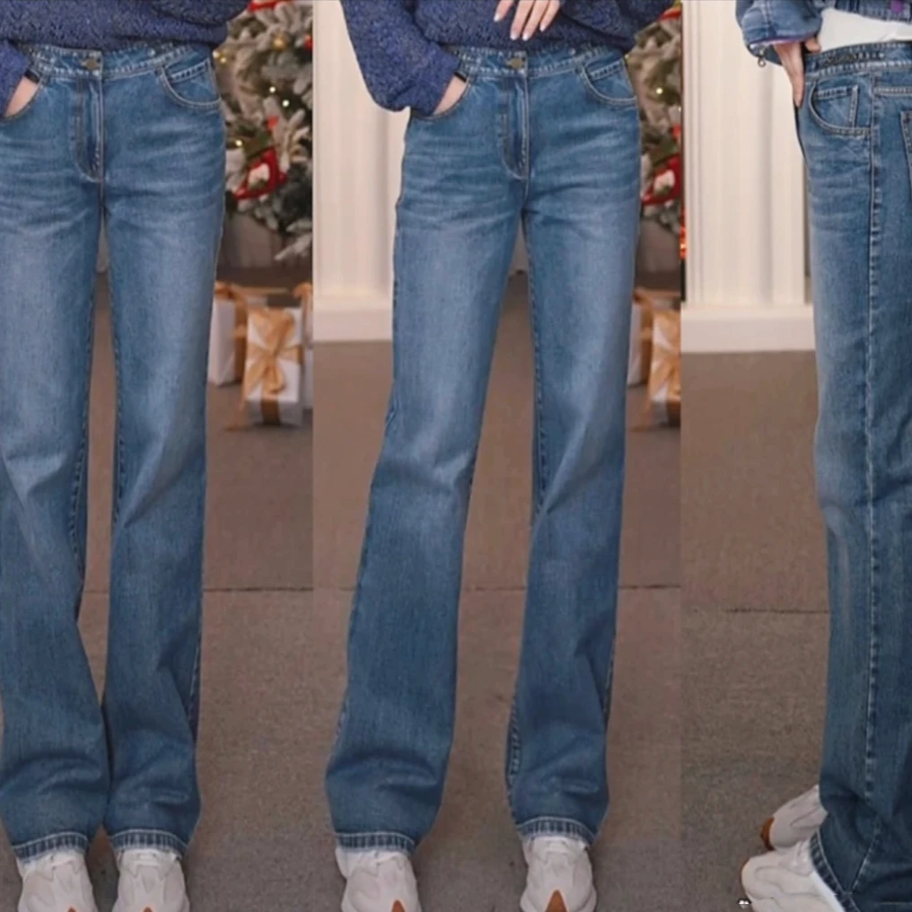 AMASS/阿玛施时尚复古链条砂洗直筒牛仔裤高腰显瘦百搭510011