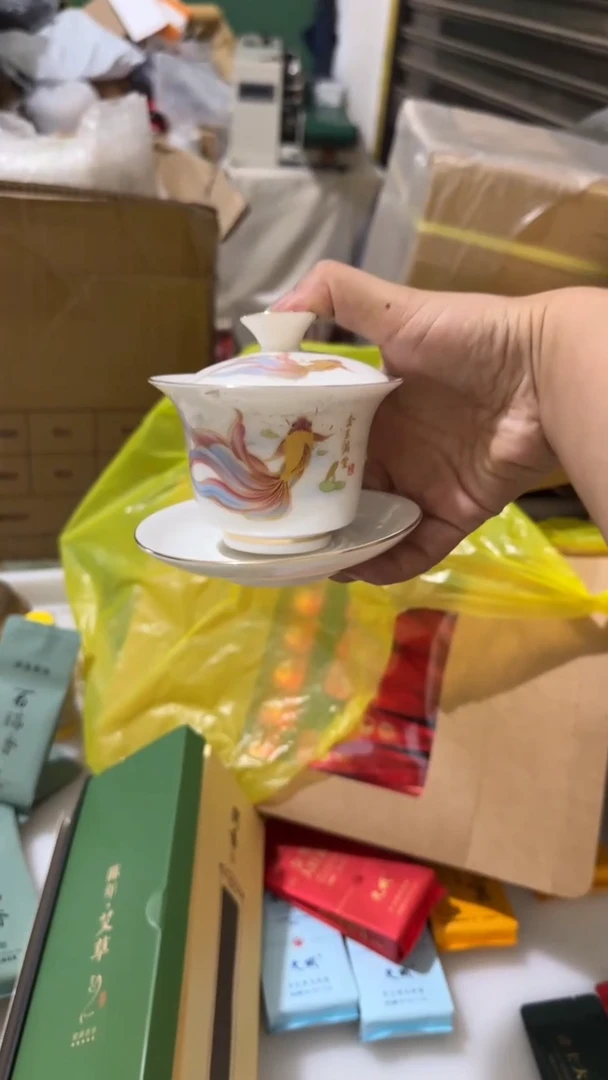 彩选单品金玉满堂旋转盖碗