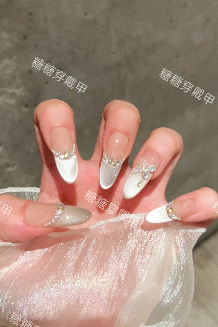 【冰蝶晨露】纯手工穿戴甲2025年新款纯色短款简约日韩单色美甲