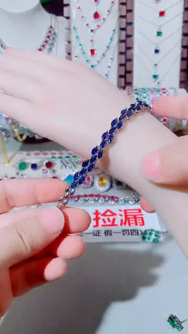 手链蓝宝石未镶嵌蓝宝石双排手链