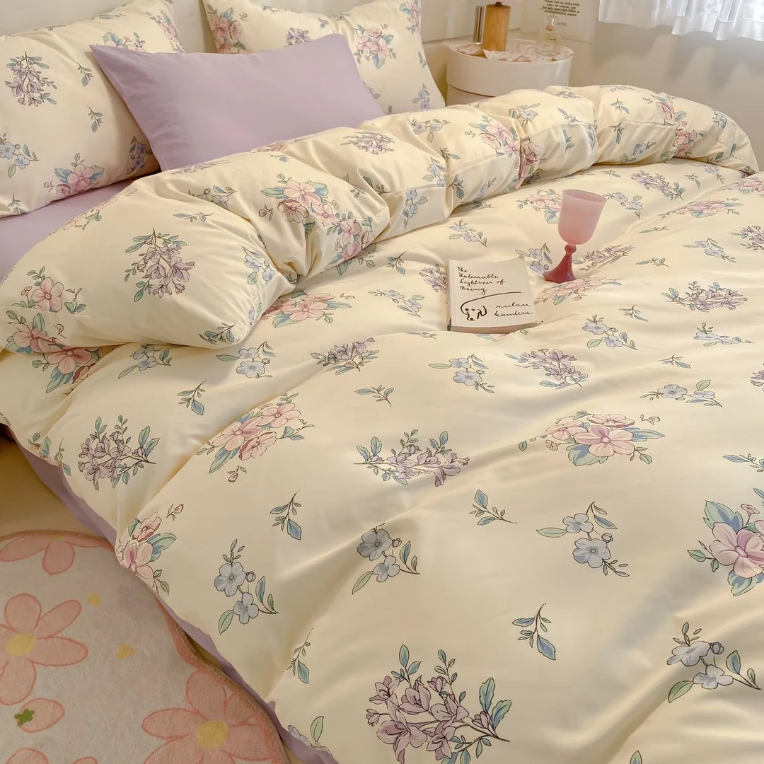 奇益峰微甜系列水洗双层纱四件套碎花小清新