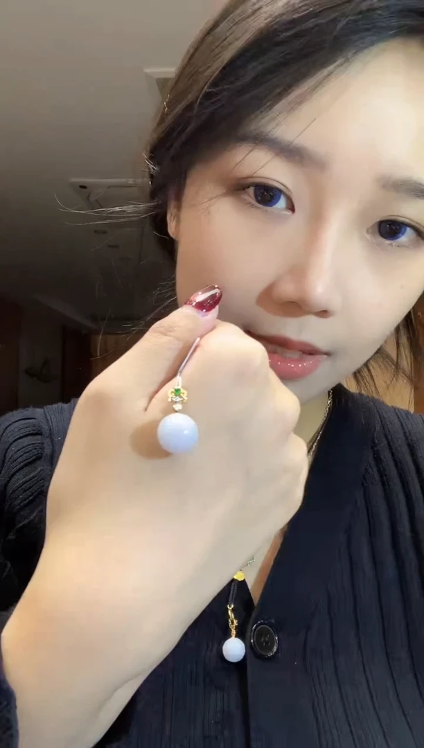 吊坠(不含链)18K金镶嵌翡翠L0023多样性发其一