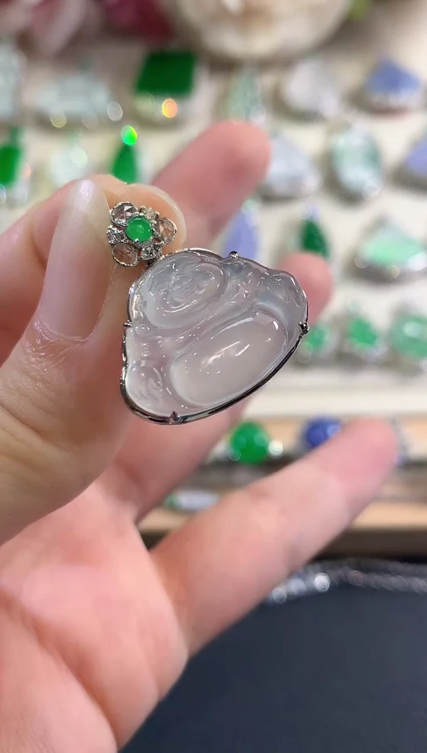 吊坠(不含链)18K金镶嵌翡翠d38