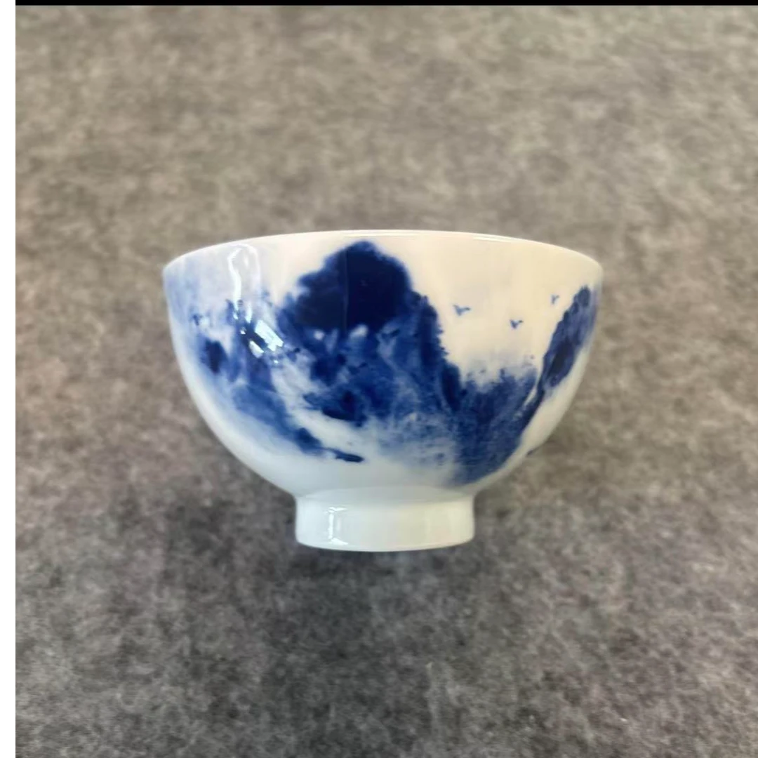 启瑞老师泼墨青花国风山水主人杯