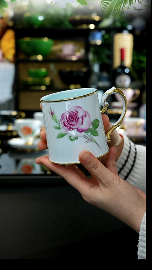 手绘玫瑰马克杯、、无盖、、、、、