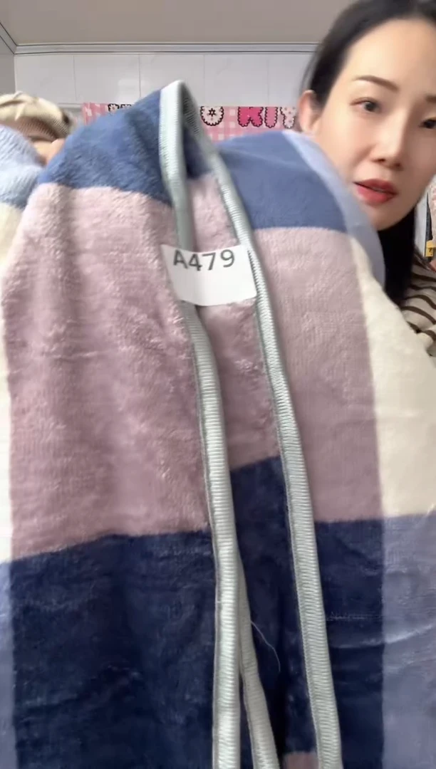 牛奶绒479蓝格四件套