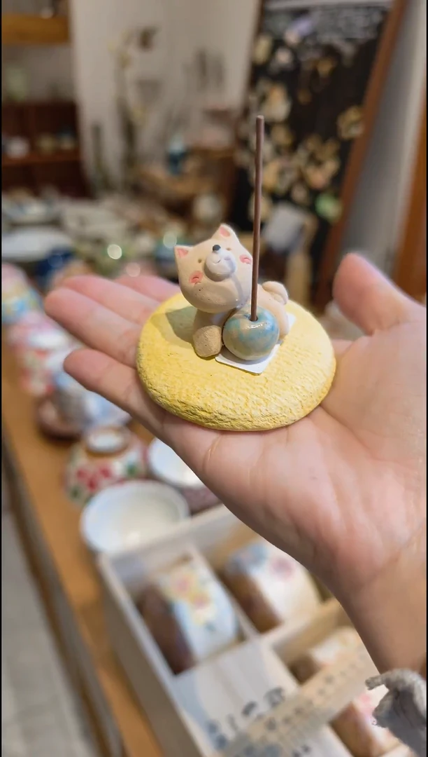瓷片暖暖时光香立（柴犬）孤品