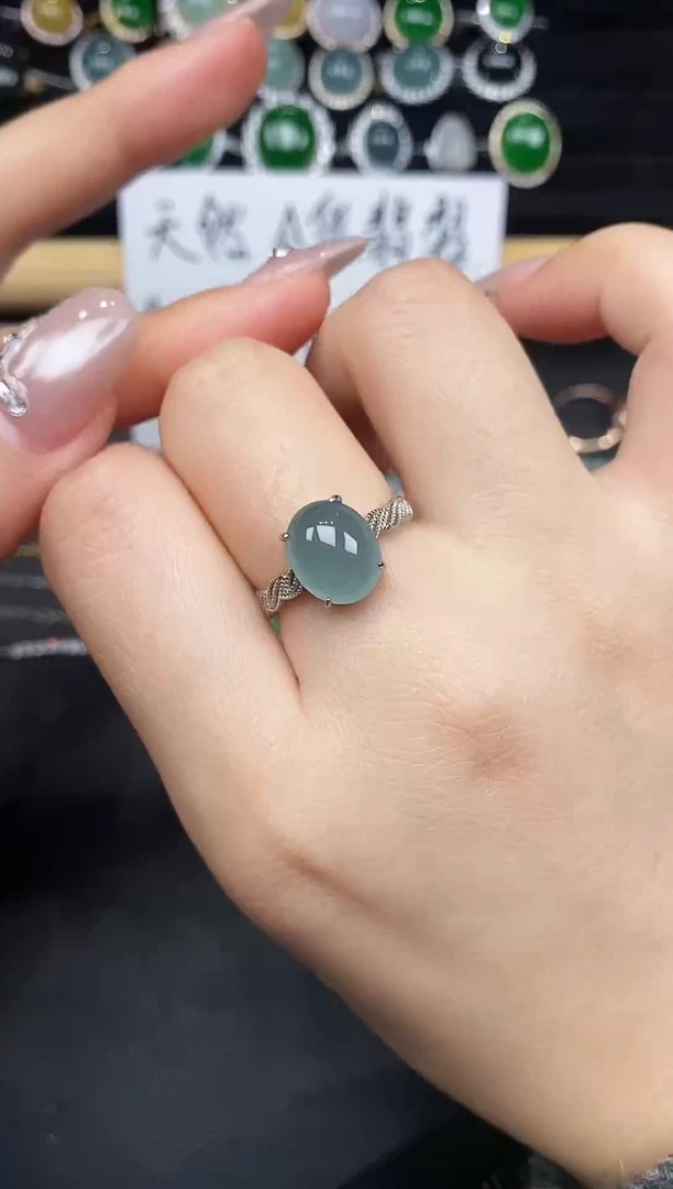 银S925镶嵌戒指翡翠23788