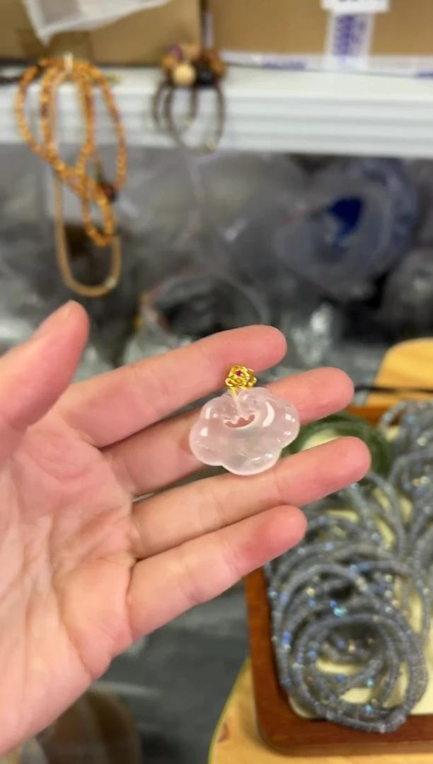 【闪购商品】水晶手链未镶嵌粉水晶如意镶嵌款吊坠[0274]