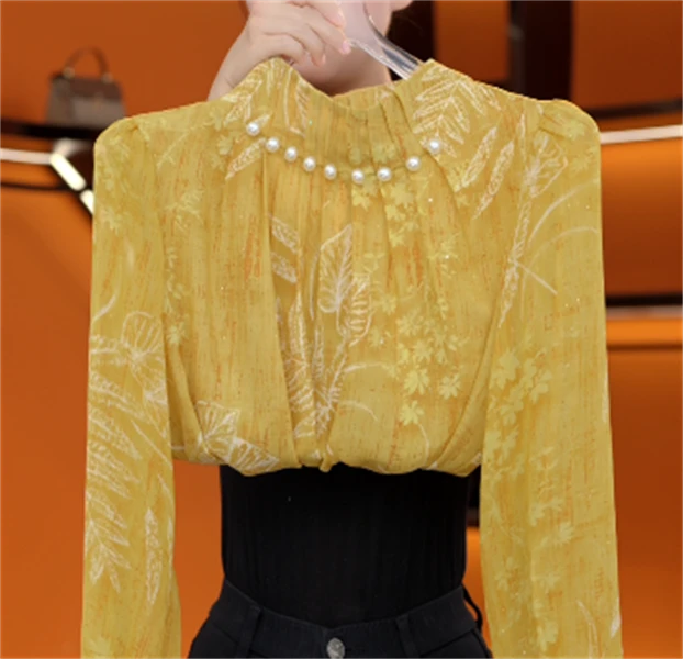 2025新款原版正品减龄优雅衬衫手工珍珠钉珠重磅轻奢小衫JA165