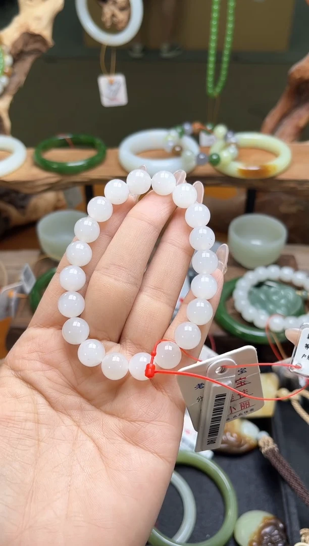 未镶嵌手串和田玉卡10黑山料 圆珠 9011385