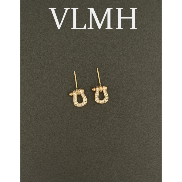 铜合金耳饰 CNC精工VLMH1005马蹄气质百搭小众女士轻奢镶嵌耳环