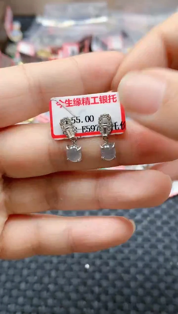 银S925镶嵌戒指翡翠天然A货缅甸翡翠