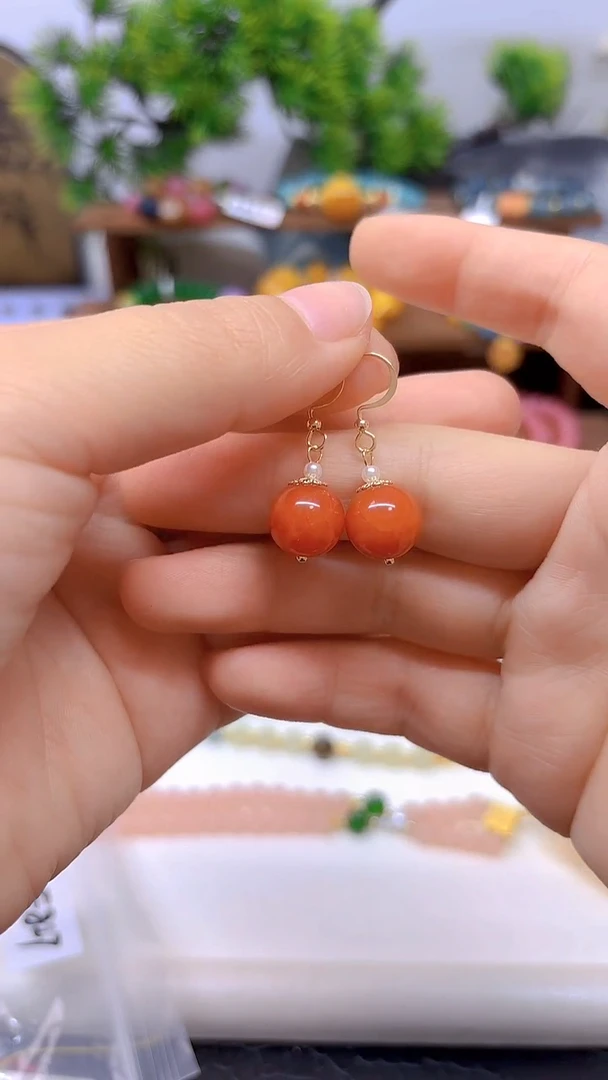 翡翠14K金镶嵌耳饰DIY款E827