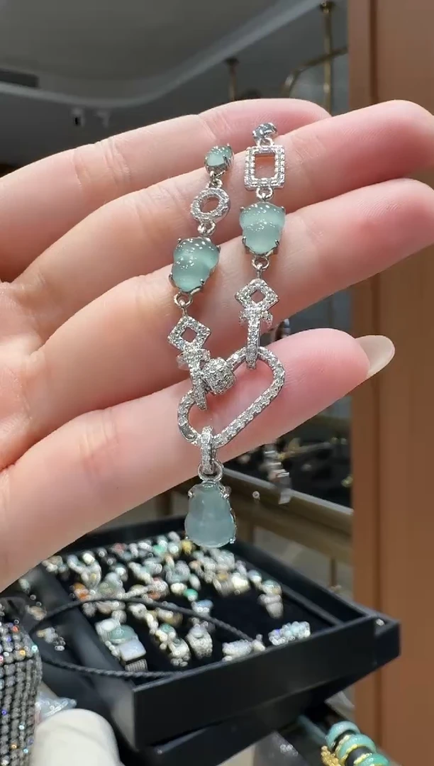 银S925镶嵌手链翡翠银镶