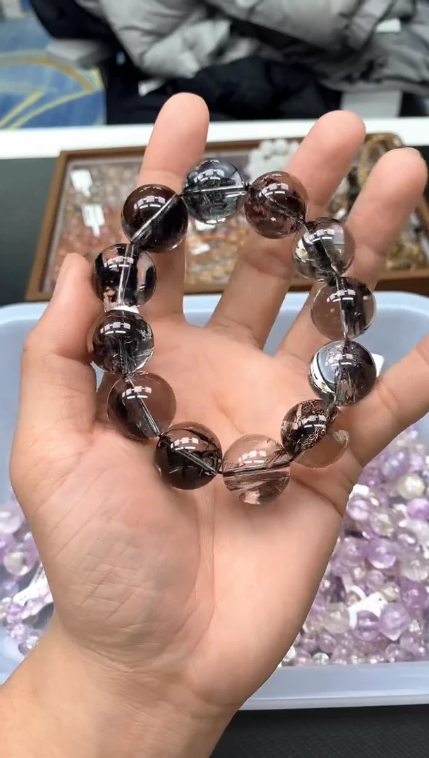 未镶嵌手串水晶H*黑闪灵19mm