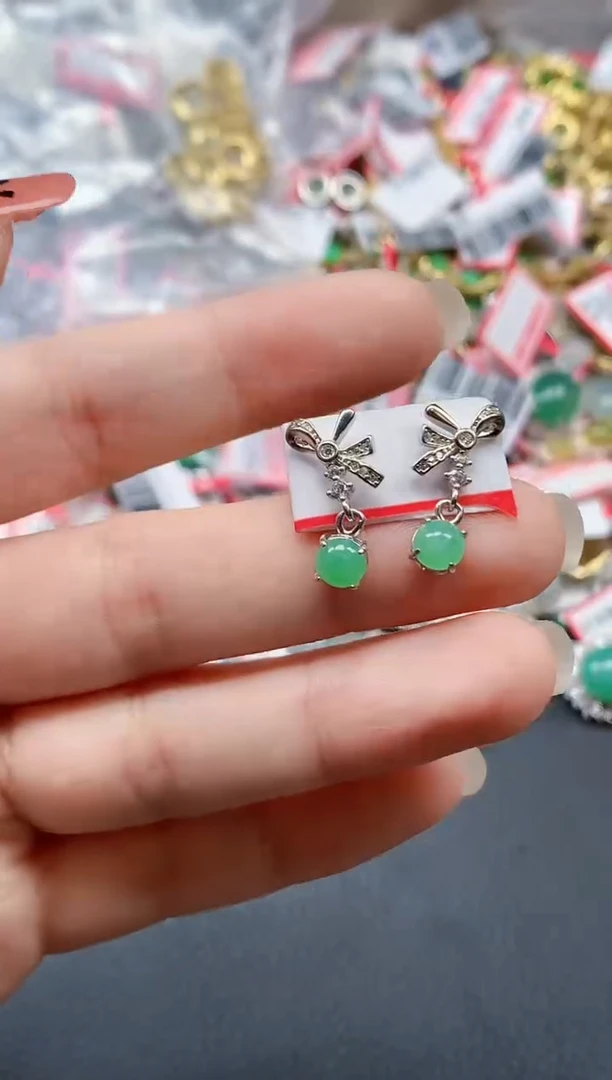 银S925镶嵌戒指翡翠天然A货缅甸翡翠