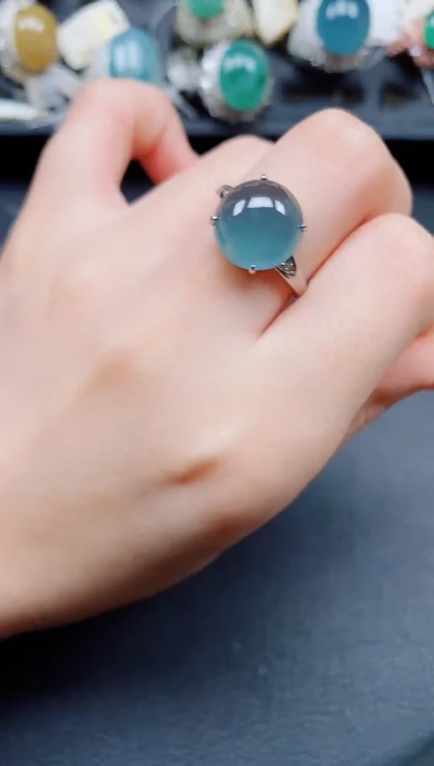 银S925镶嵌戒指翡翠翡翠