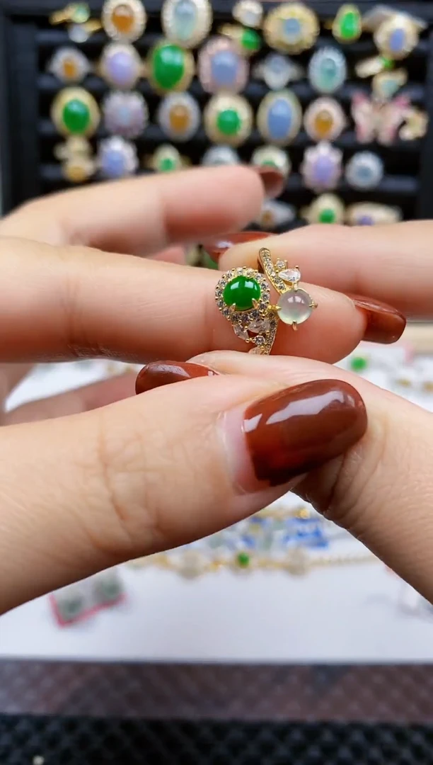 银S925镶嵌戒指翡翠237