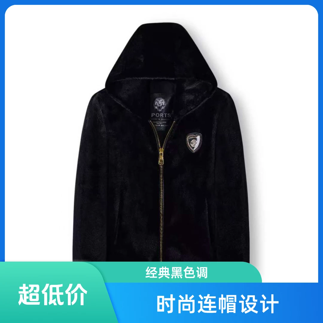 30-40岁男士外套短款时尚休闲黑色连帽经典加厚冬季