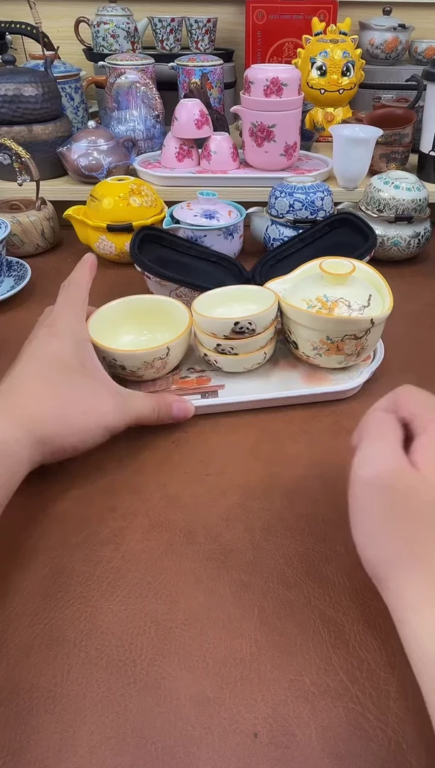 陶瓷茶具摆件旅行套组