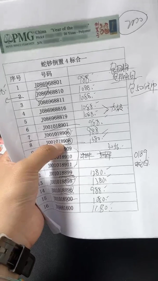 【闪购商品】25蛇钞J001018908PMG单张