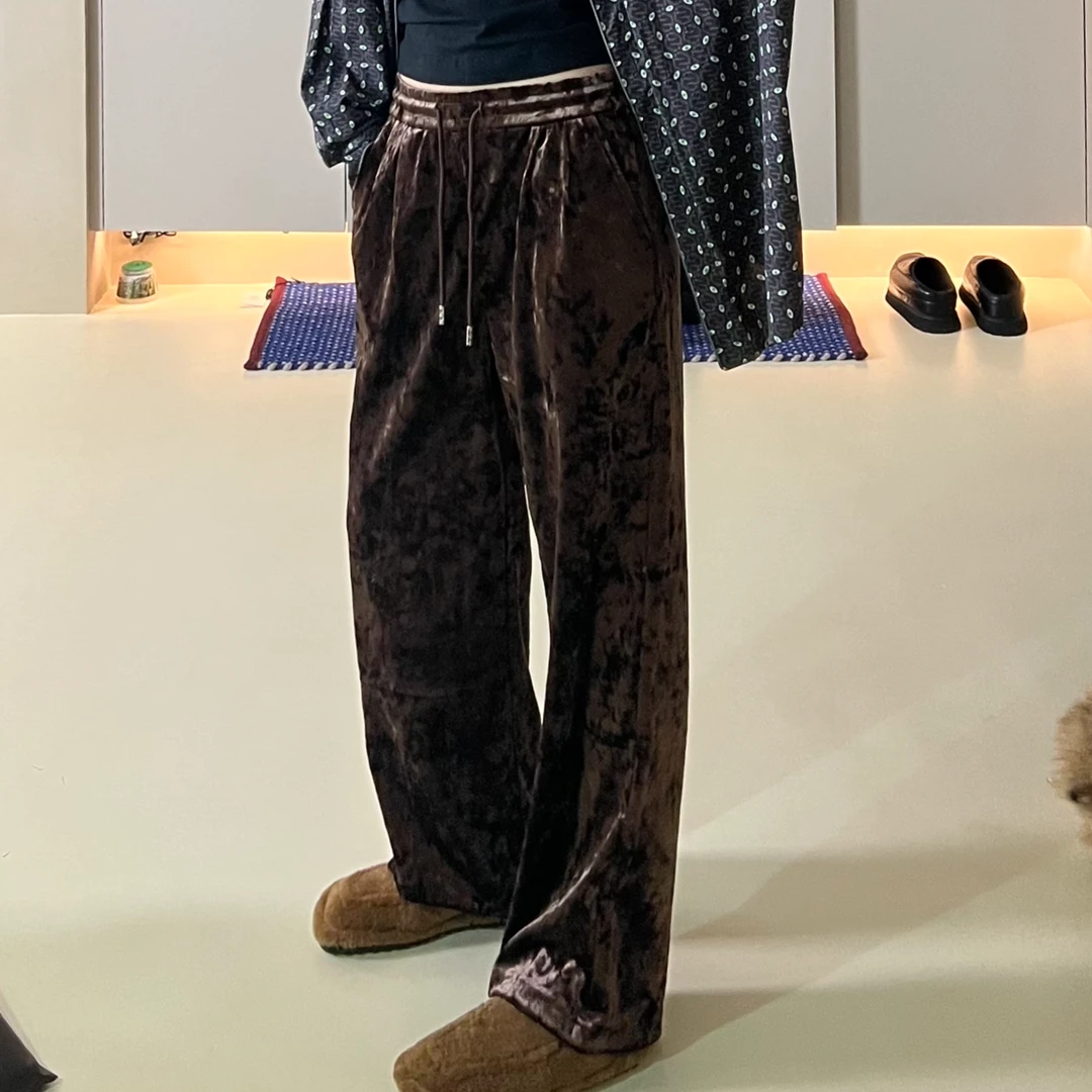 SUSU SELECT｜丝绒原创休闲居家女士卫裤高腰直筒秋季显瘦复古