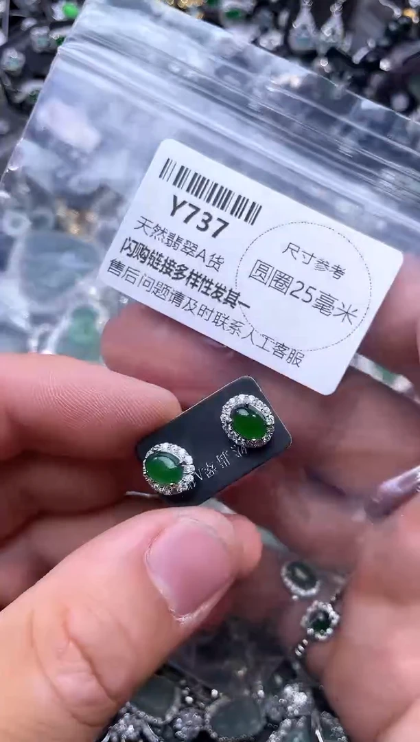 【闪购商品】翡翠颈饰未镶嵌Y737耳钉