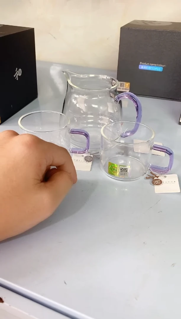 禾器/晶彩泽然茶海/浅紫+清禾对杯/浅紫