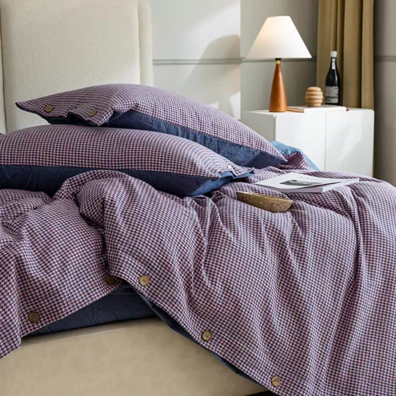 【小香风】全棉A类母婴 针织提花四件套三件套 日式慵懒风 亲肤裸睡