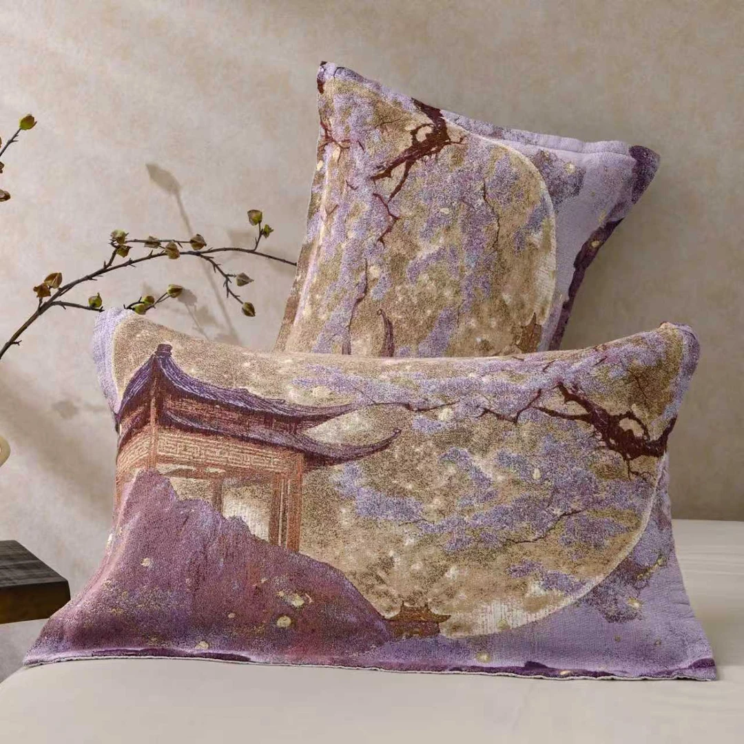【月映宫阙】高定款重工提花纱布枕套一对--50cm*80cm