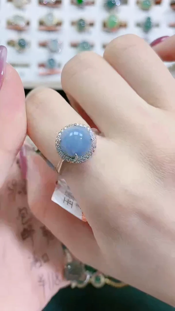 银S925镶嵌戒指翡翠天然翡翠