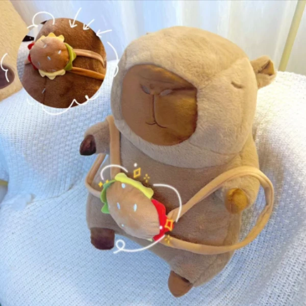 超萌卡皮巴拉汉堡毛绒玩具一个40cm 破损补发