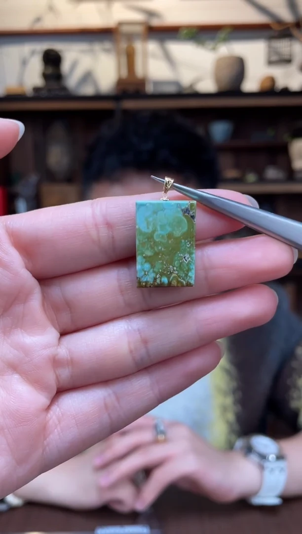 【闪购商品】绿松石吊坠18K金镶嵌18K金松石吊坠GW赠链