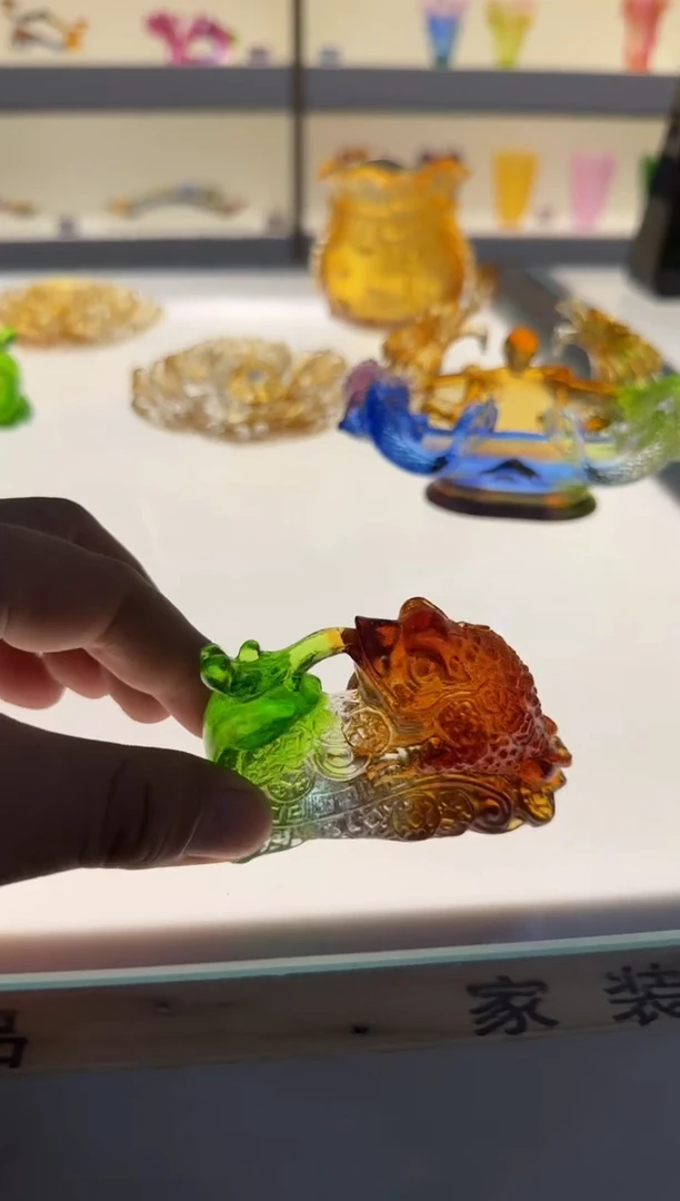 手工艺品琉璃古法琉璃金蟾