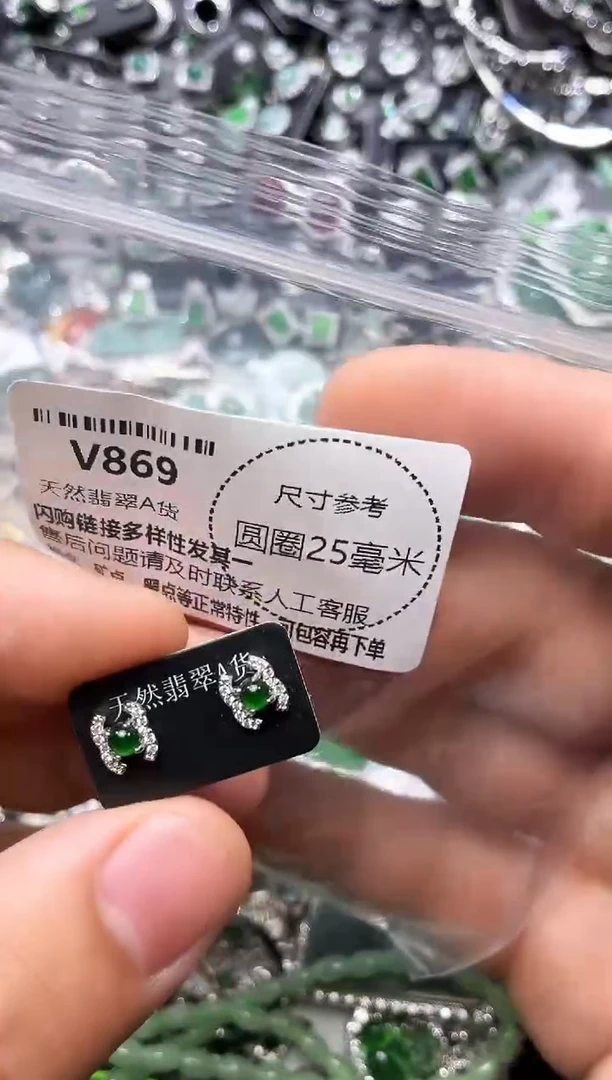 翡翠未镶嵌颈饰V869耳钉