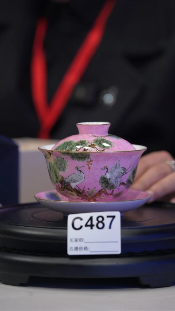 【闪购商品】瓷片景德镇陶瓷扒花三才盖碗487