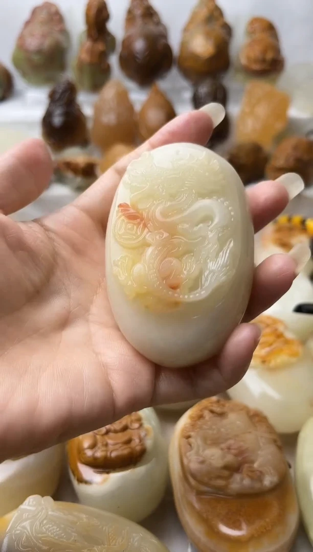 石材方解石手把摆件不退换盘龙